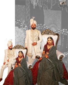 Wedding portrait of a couple captured by Photo Fine Studio, professional wedding photographers in Ghaziabad and Delhi NCR